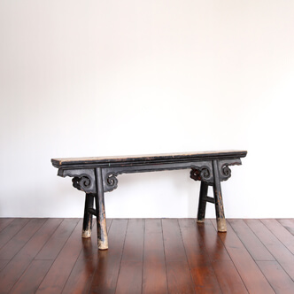 bench black lacquered - 山東省の長椅子 黒漆 
