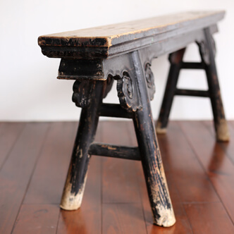 bench black lacquered - 山東省の長椅子 黒漆 