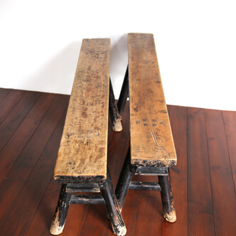 bench black lacquered - 山東省の長椅子 黒漆 