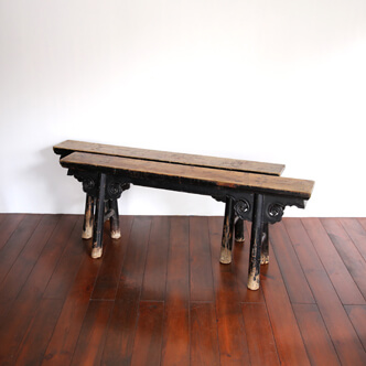 bench black lacquered - 山東省の長椅子 黒漆 