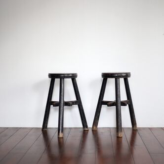 stool black lacquered - 山東省の小椅子 黒漆